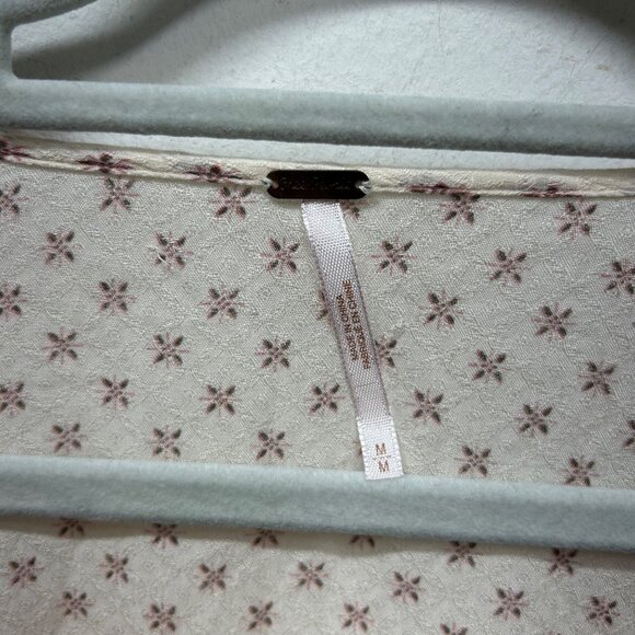 Free People Patchwork Boho Peplum Top M Cream & Purple 100% Rayon - Picture 2 of 8